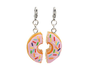 Pink Donut with Rainbow Sprinkles x2 Halves Charms
