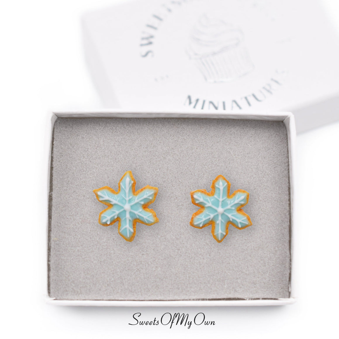 Snowflake Shaped Icing Biscuit - Stud Earrings - Choose Your Style