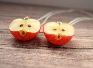 Red Apple Halves BFF Set - Charms/Necklaces/Keychains - MTO