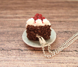 Black Forest Gateau Cake Charm - Necklace/Charm/Keychain - MTO