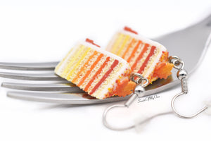 Maple Leaf Ombre Sponge Cake Slice - Dangle Earrings