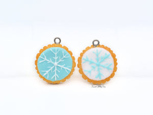 Round Biscuit with Snowflake Icing - Necklace/Charm/Keychain - Choose Your Design