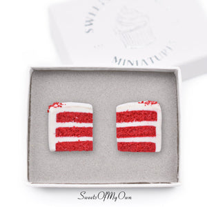 Red Velvet Cake Slice - Stud Earrings - MTO