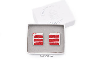 Red Velvet Cake Slice - Stud Earrings - MTO