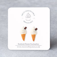Thumbnail for Ice cream cone earrings on a branded card with a gray background