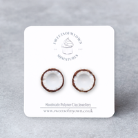 Thumbnail for Coconut Halves Stud Earrings Handmade Polymer Clay Jewellery Miniatures