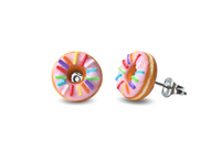 Thumbnail for Pink Doughnuts with Rainbow Sprinkles Stud Earrings