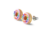 Thumbnail for Pink Icing Doughnuts Rainbow Confetti Stud Earrings