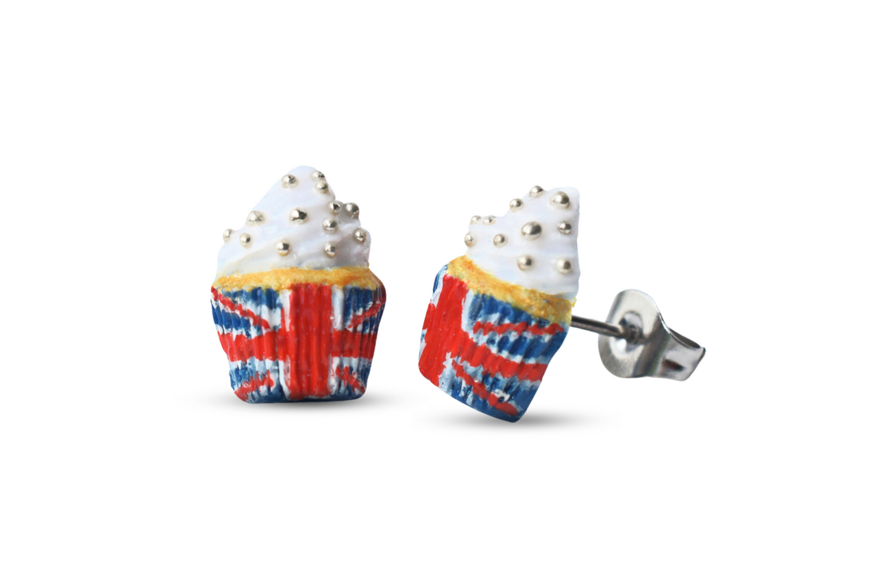 Union Jack Cupcakes Stud Earrings