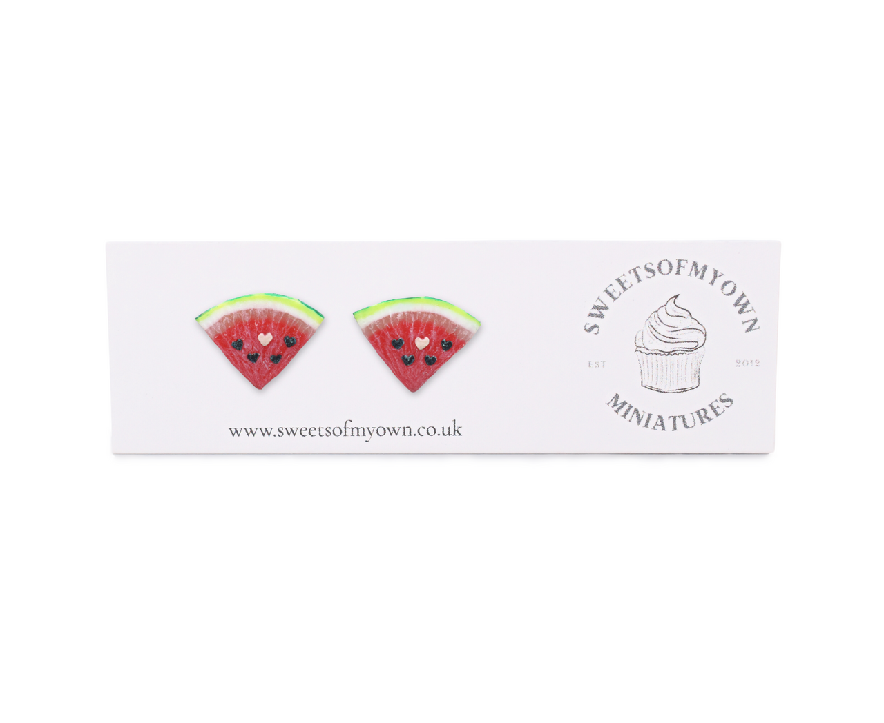 Watermelon Slices with Heart Seeds - Stud Earrings