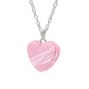Pink Heart Macaron Charm - Glitter