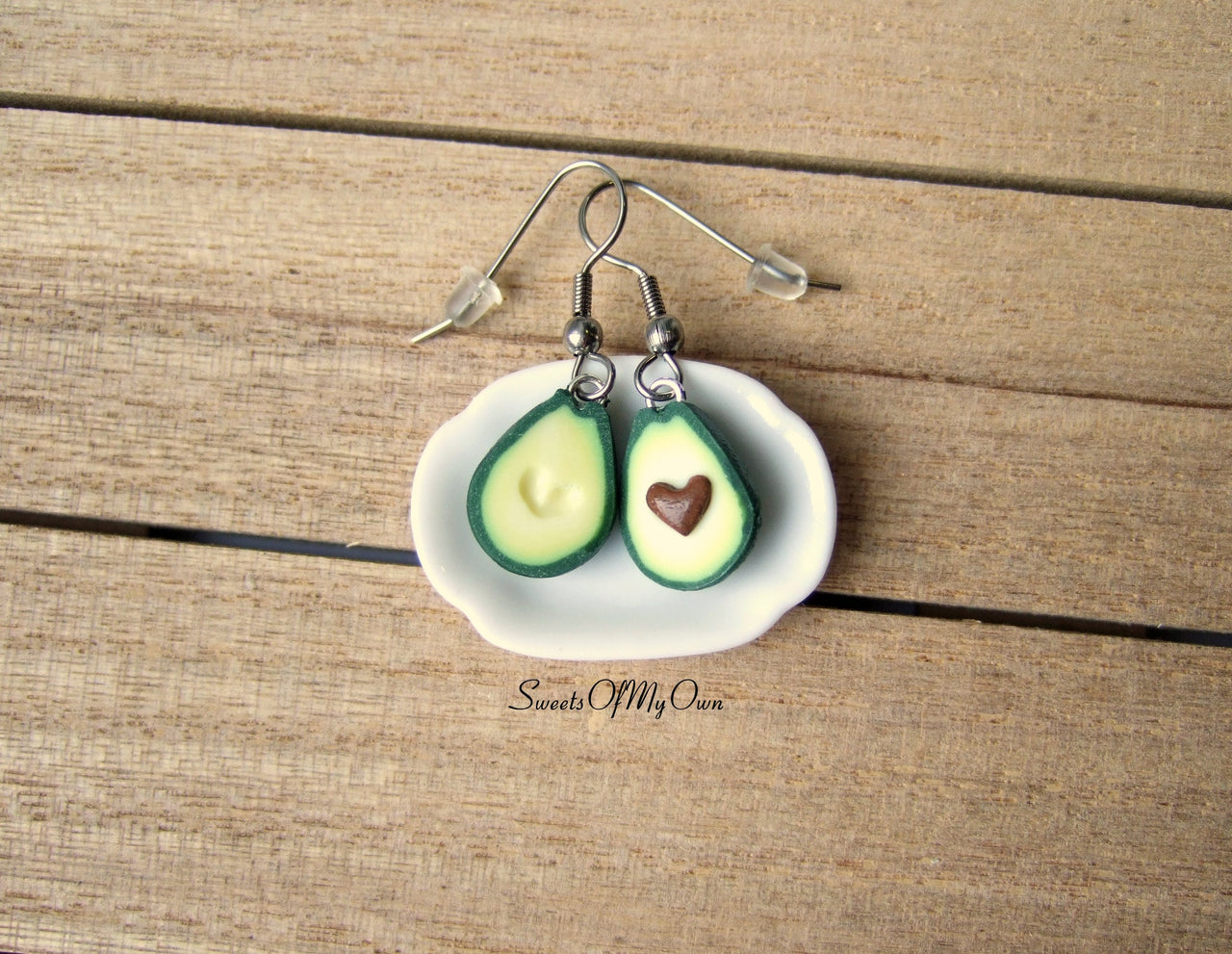 Avocado Heart Earrings - Dangle Earrings