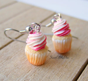 Strawberry and Vanilla Cupcakes - Dangle Earrings