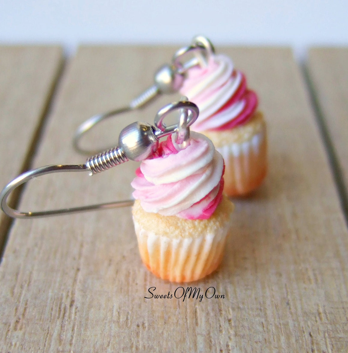 Strawberry and Vanilla Cupcakes - Dangle Earrings