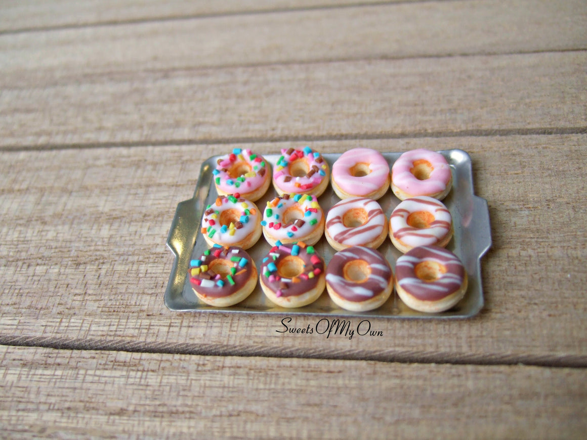 Miniature Tray of Fresh Doughnuts - 1:12 Scale