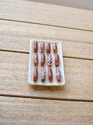 Miniature Chocolate Eclairs Set - Dolls House 1:12 Scale