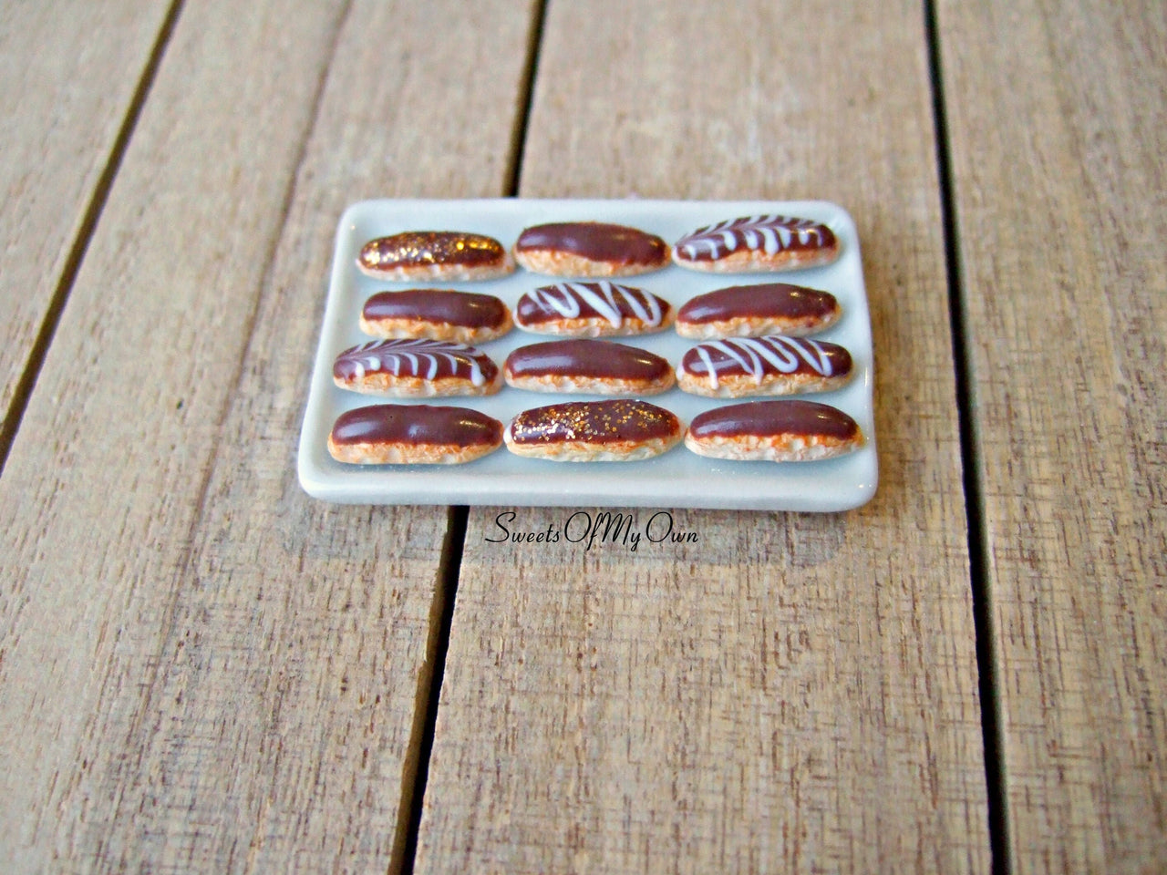 Miniature Chocolate Eclairs Set - Dolls House 1:12 Scale