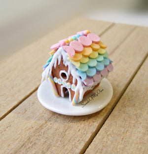 Miniature Rainbow Pastel Tiled Gingerbread House - 1:12 Scale