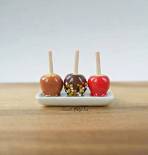 Miniature Toffee + Chocolate Apples Set of 3 - 1:12 Scale