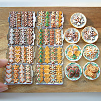 Thumbnail for Plate of Miniature Gingerbread Biscuits - Snowflake, Star, Tree 1:12 Scale
