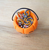 Thumbnail for Pumpkin Trick or Treat Bucket Miniature - Dolls House 1:12 Scale