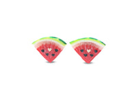 Thumbnail for Watermelon Slices with Heart Seeds - Stud Earrings