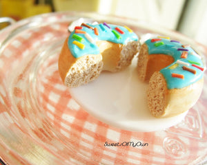 Turquoise Blue Donut with Rainbow Sprinkles x2 Halves - BFF Set