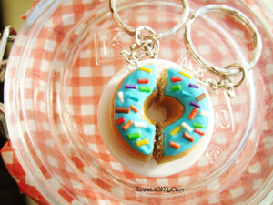 Turquoise Blue Donut with Rainbow Sprinkles x2 Halves - BFF Set