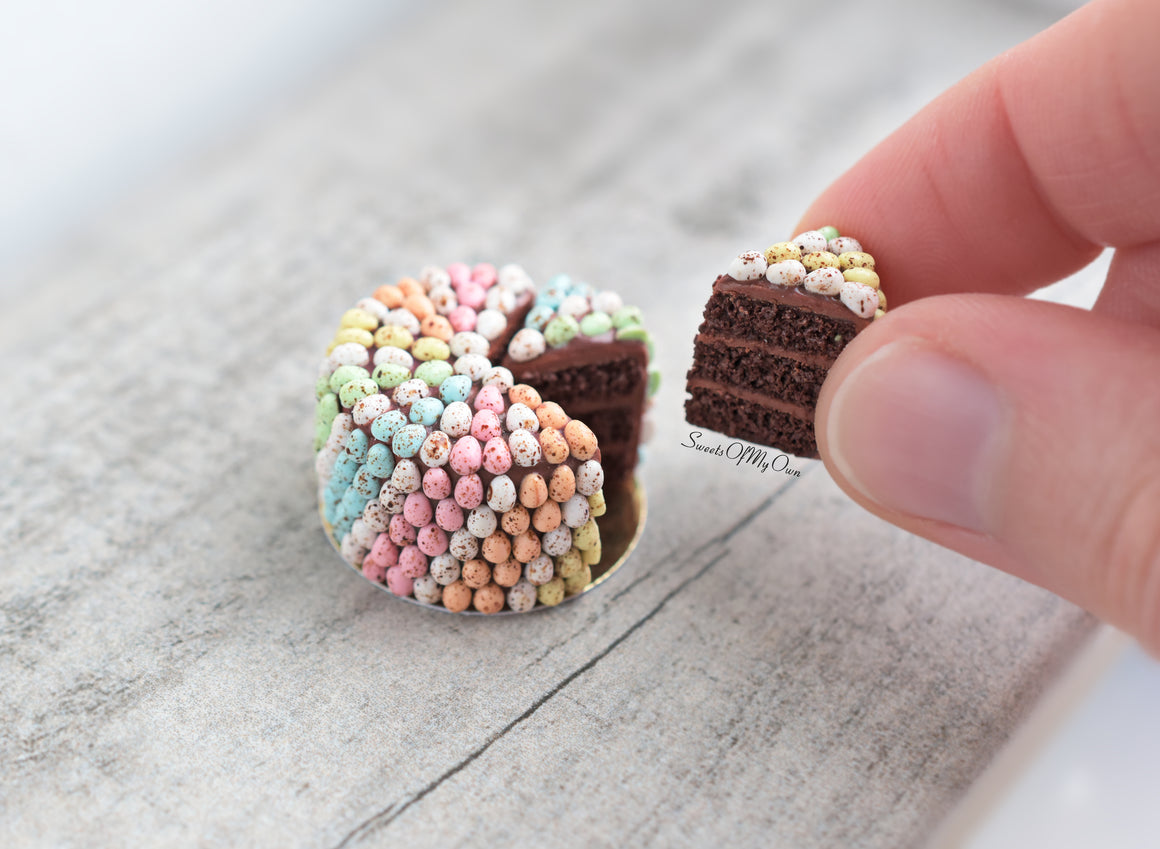 Miniature Chocolate Cake Covered with 216 Mini Eggs Miniature - 1:12 Scale