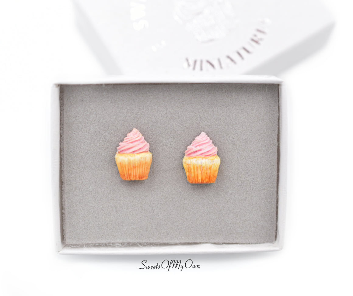 Pink Cupcakes - Stud Earrings