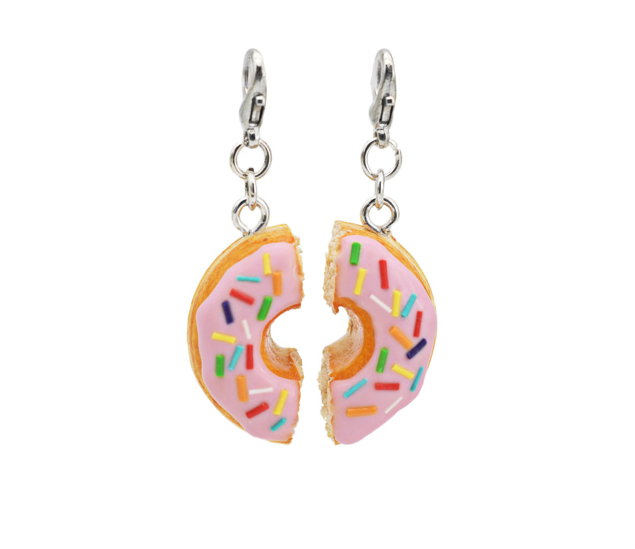 Pink Donut with Rainbow Sprinkles x2 Halves Charms