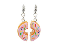 Thumbnail for Pink Donut with Rainbow Sprinkles x2 Halves Charms