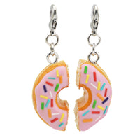 Thumbnail for Pink Donut with Rainbow Sprinkles x2 Halves Charms