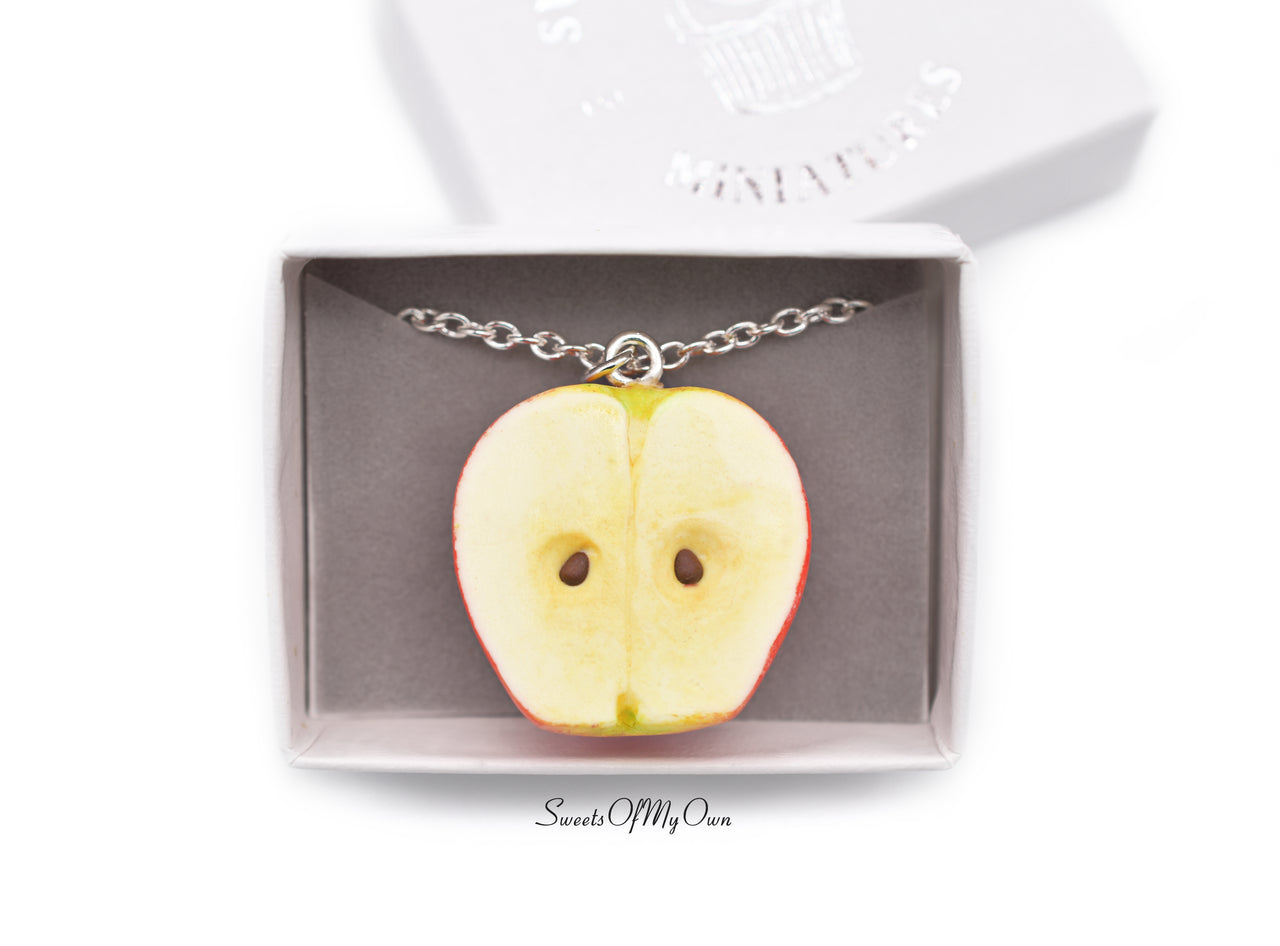 Red Apple Half Charm - Necklace/Charm/Keychain - MTO