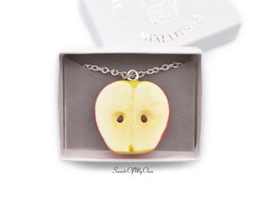 Red Apple Half Charm - Necklace/Charm/Keychain - MTO