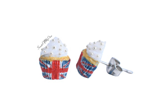Union Jack Cupcake Stud Earrings - Jubilee Celebration Jewellery
