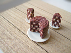 MTO - Chocolate Checkerboard Cake Miniature - Doll House 1:12 Scale - SweetsOfMyOwn