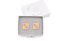 Thumbnail for Battenberg Cake Slice - Stud Earrings - MTO