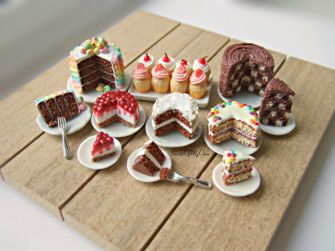 MTO - Chocolate Checkerboard Cake Miniature - Doll House 1:12 Scale - SweetsOfMyOwn
