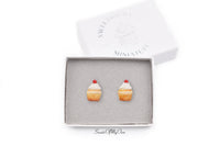 Thumbnail for White Cupcakes with a Cherry - Stud Earrings