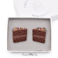 Thumbnail for Chocolate Cake with Sprinkles Stud Earrings