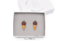Thumbnail for Chocolate Scoop Ice Cream Cones - Stud Earrings