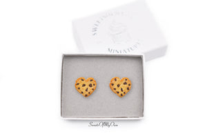 Heart Chocolate Chip Cookies - Stud Earrings - MTO