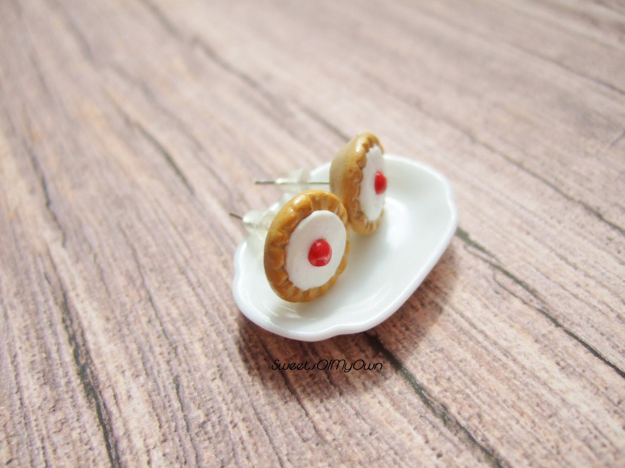 Cherry Bakewell Cake - Stud Earrings - MTO