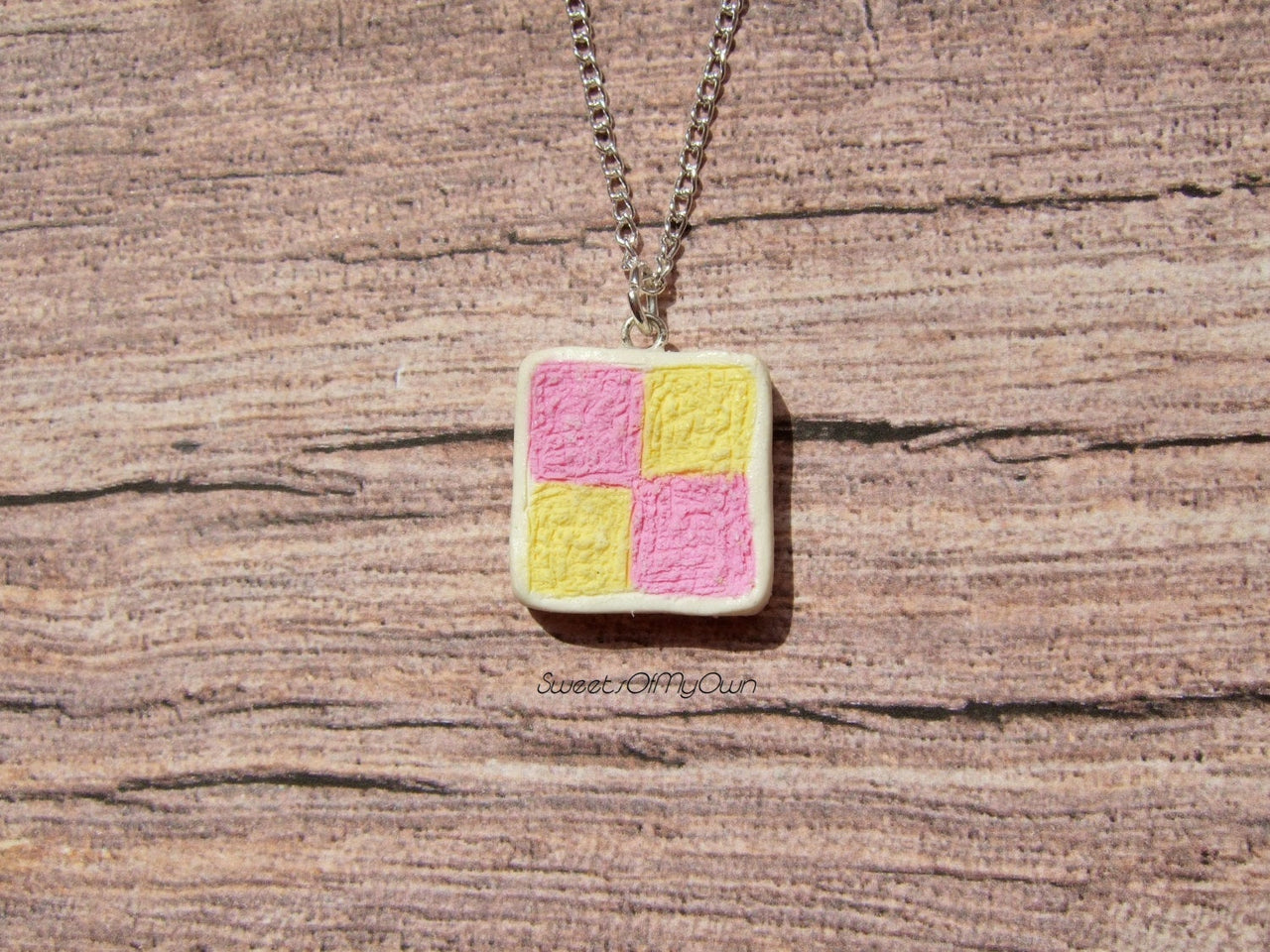 Battenberg Cake Slice Charm - Necklace/Charm/Keychain - MTO