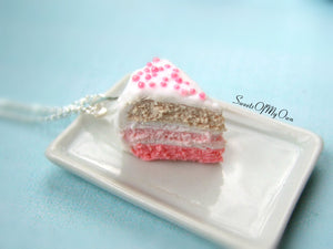 Pink Rose Cake Slice - Charm/Necklace - MTO