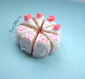 Pink Rose Cake Slice - Charm/Necklace - MTO