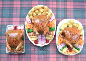 Christmas Turkey Dinner Small - Miniature 1:12 Scale - SweetsOfMyOwn