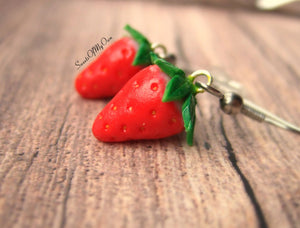 Strawberry Dangle Earrings - MTO