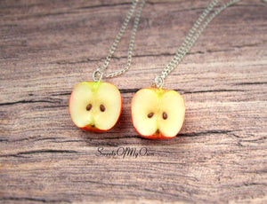 Red Apple Halves BFF Set - Charms/Necklaces/Keychains - MTO